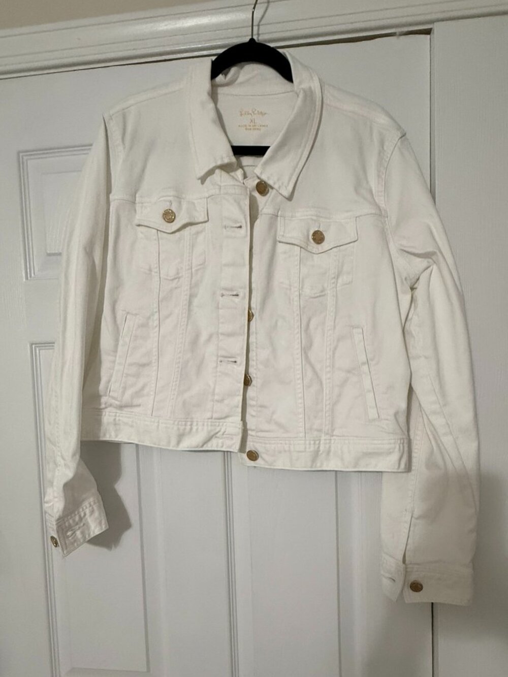 Lilly Seaspray Resort White Denim Jacket XL